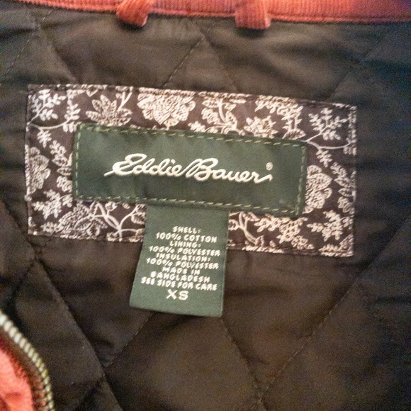 Eddie Bauer Corduroy Quilted Coral Zip-up Jacket - Picture 7 of 11